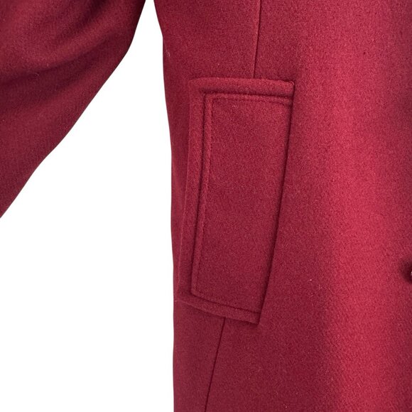 Kate Spade NY Wool Blend Double Breasted Long Coat Deep Lipstick Red XL Women - Picture 4 of 11